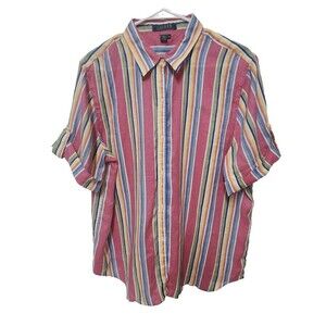 Lauren Ralph Lauren Monogram Button Up Rainbow Size XL 100% Linen